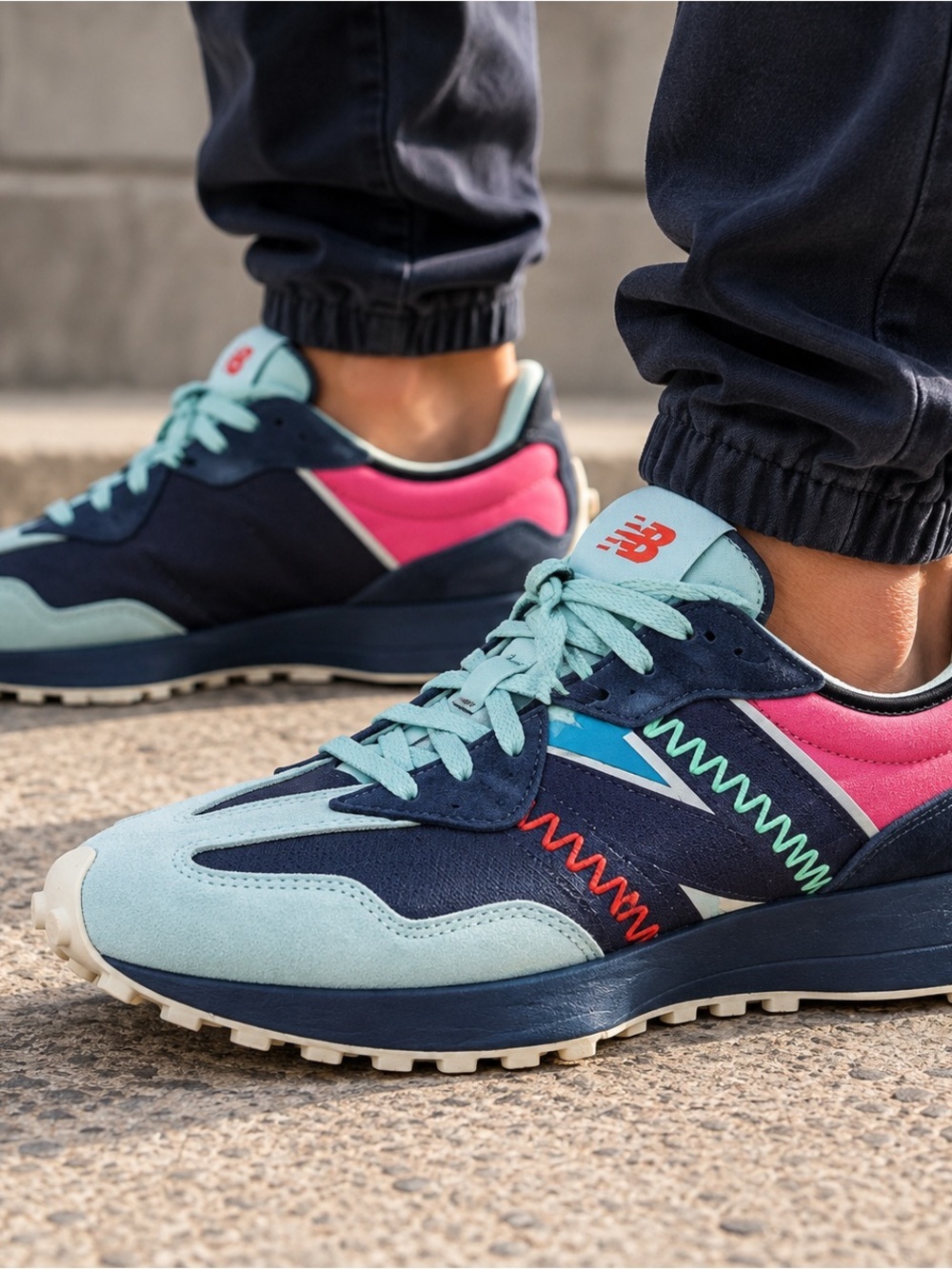 New Balance PENSOLE x 327 Running Shoes Sneakers Mens Sz 11 Navy Pink MS327PEN